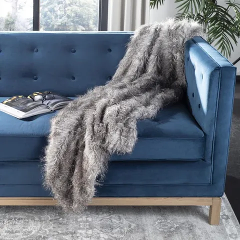 Faux Fur Gray Acrylic Throw