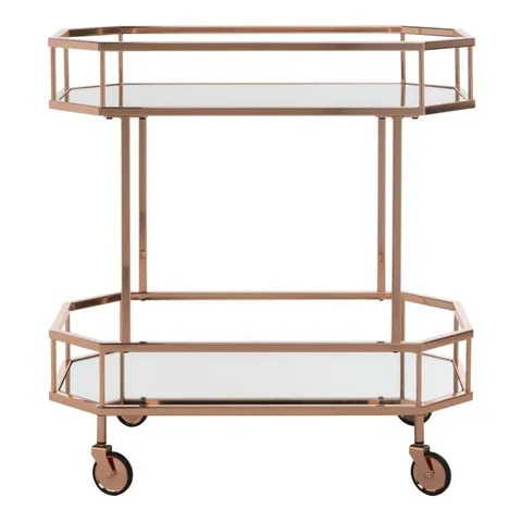 Red Metal Base with Mirror Top Kitchen Cart
