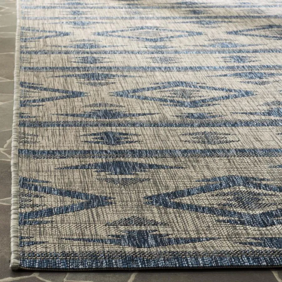 Safavieh Courtyard Tempe 8 x 11 Gray/Navy Indoor/Outdoor Abstract Coastal Area Rug, photo 2 of 4