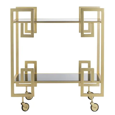 Gold Metal Base with Glass Top Kitchen Cart (31.3 × 16 × 33 in)