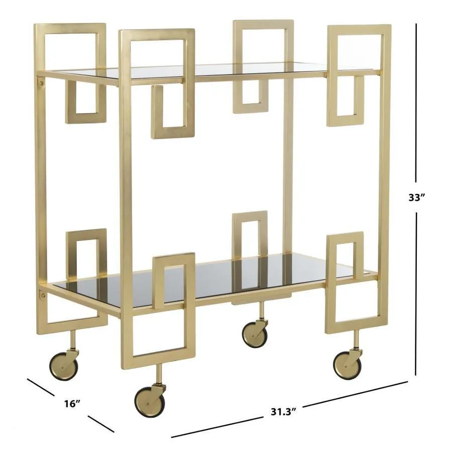 Safavieh Gold Metal Base with Glass Top Kitchen Cart (31.3-in x 16-in x 33-in), photo 6 of 7
