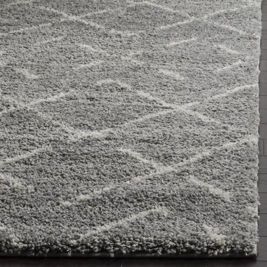 Safavieh Arizona Myra Shag 5 x 5 Gray/Ivory Round Indoor Trellis Moroccan Area Rug, photo 2 of 4