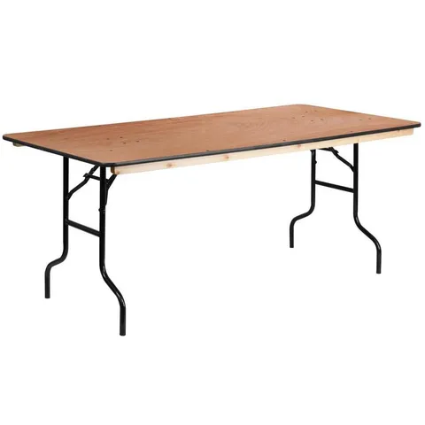 36 × 72 in Indoor Rectangle Wood Brown Folding Table