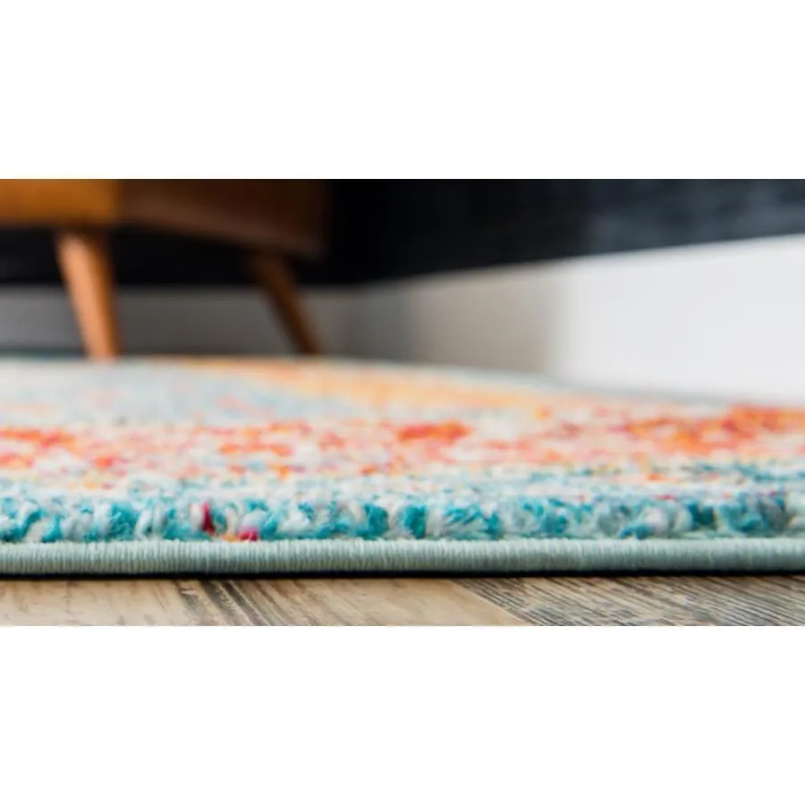 Unique Loom Da Vinci Vita 9 x 12 Blue/Orange Indoor Medallion Oriental Area Rug, photo 2 of 10