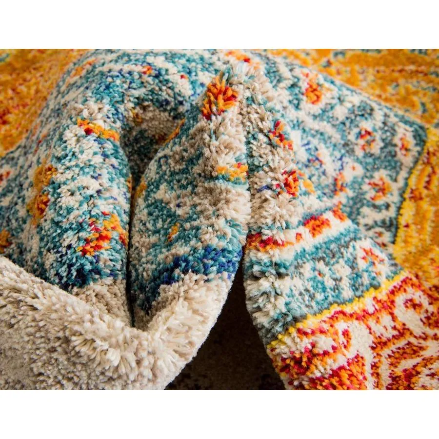 Unique Loom Da Vinci Vita 9 x 12 Blue/Orange Indoor Medallion Oriental Area Rug, photo 6 of 10