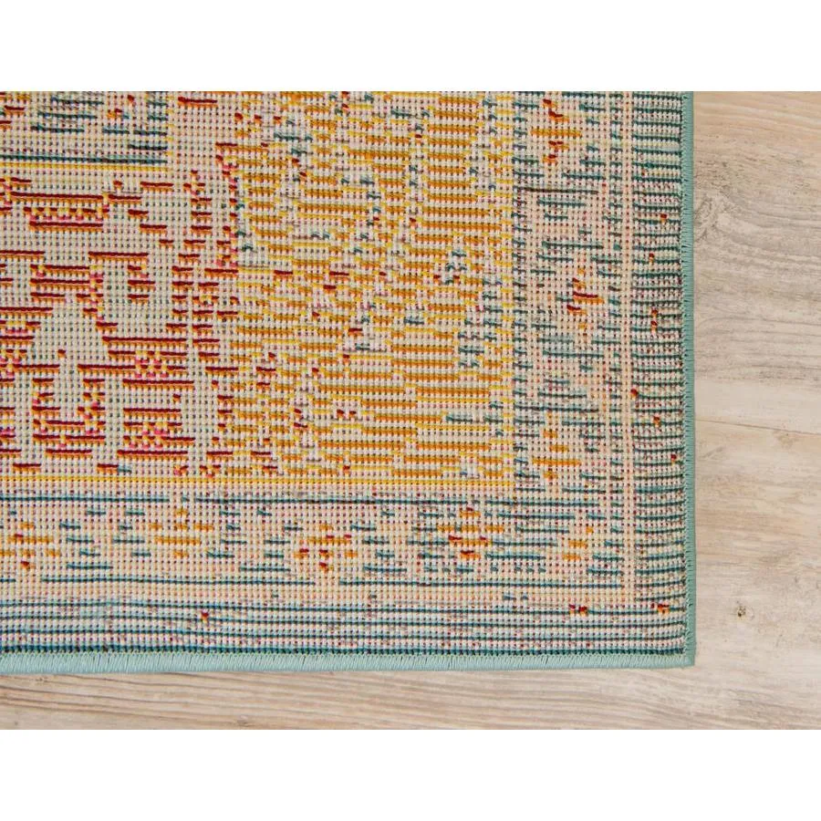 Unique Loom Da Vinci Vita 8 x 10 Blue/Orange Indoor Medallion Oriental Area Rug, photo 9 of 10