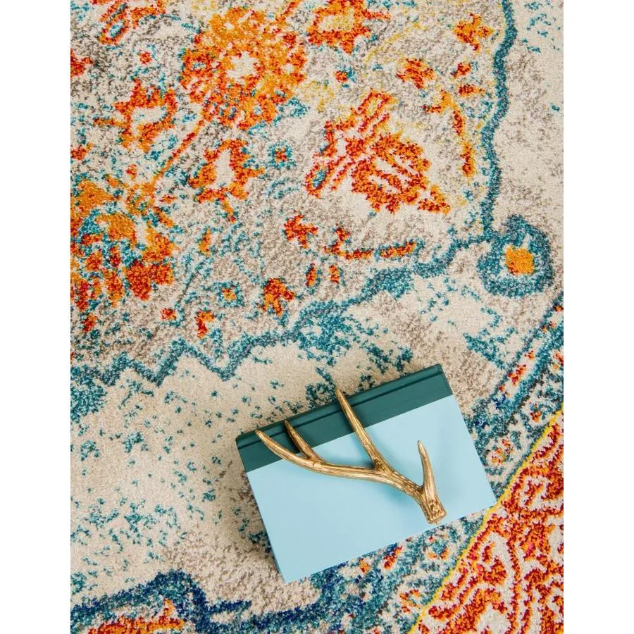 Unique Loom Da Vinci Vita 4 x 6 Blue/Orange Indoor Medallion Oriental Area Rug, photo 3 of 10