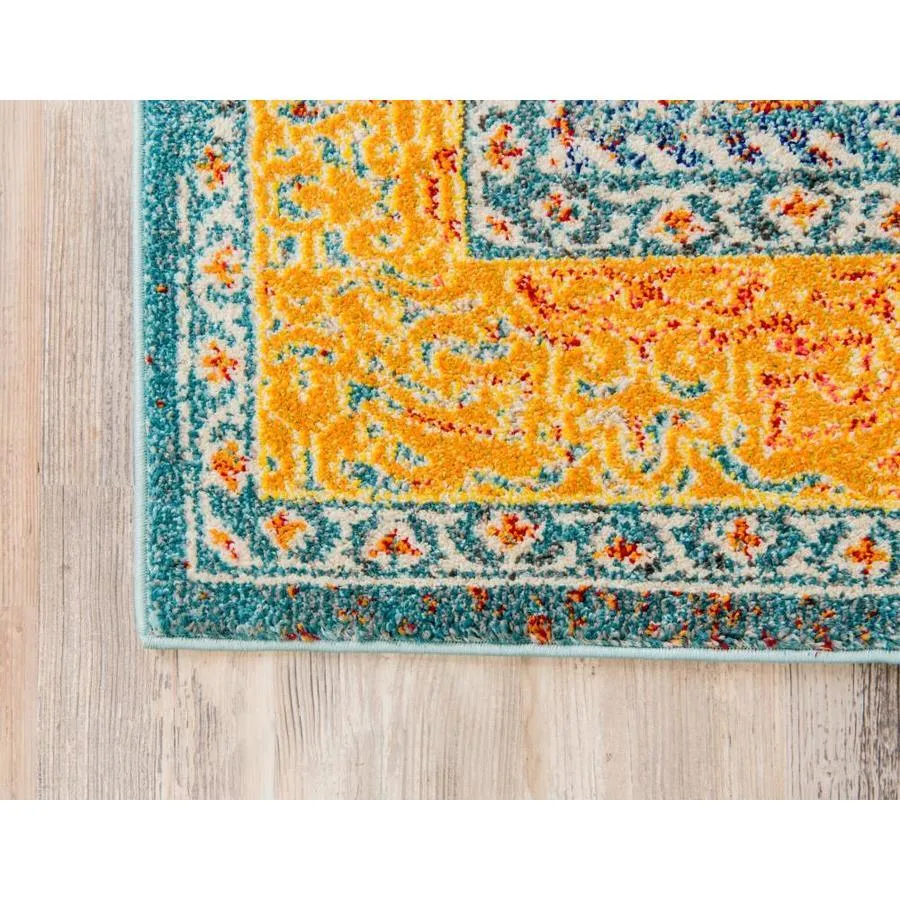 Unique Loom Da Vinci Vita 4 x 6 Blue/Orange Indoor Medallion Oriental Area Rug, photo 8 of 10