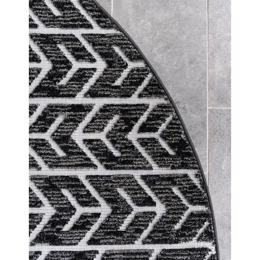 Unique Loom Aston Sabrina Soto Outdoor 8 x 8 Black Round Indoor/Outdoor Geometric French Country Area Rug, photo 5 of 7