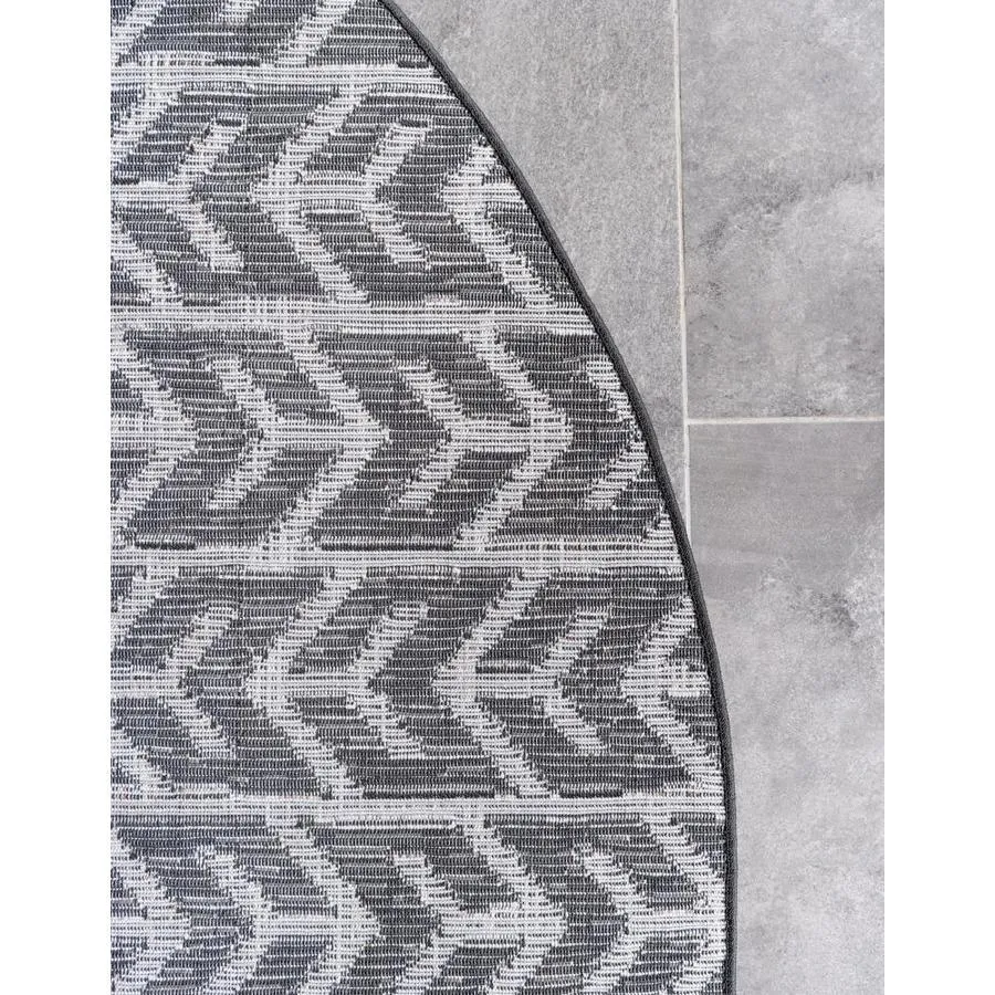 Unique Loom Aston Sabrina Soto Outdoor 8 x 8 Black Round Indoor/Outdoor Geometric French Country Area Rug, photo 6 of 7