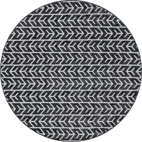 Unique Loom Aston Sabrina Soto Outdoor 8 x 8 Black Round Indoor/Outdoor Geometric French Country Area Rug, photo 7 of 7