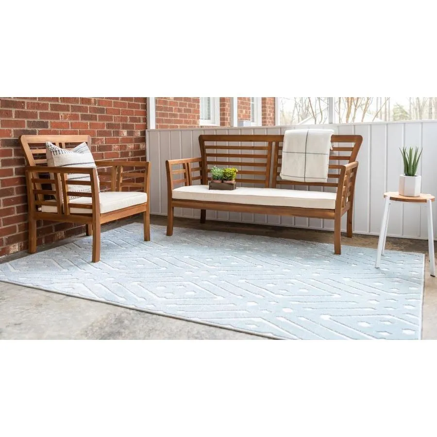 Unique Loom Ella Sabrina Soto Outdoor 4 x 6 Light Blue Indoor/Outdoor Geometric French Country Area Rug, photo 2 of 5