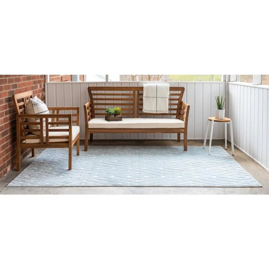 Unique Loom Ella Sabrina Soto Outdoor 4 x 6 Light Blue Indoor/Outdoor Geometric French Country Area Rug, photo 3 of 5