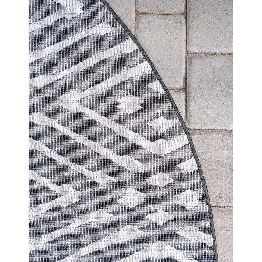 Unique Loom Ella Sabrina Soto Outdoor 8 x 8 Black Round Indoor/Outdoor Geometric French Country Area Rug, photo 6 of 7