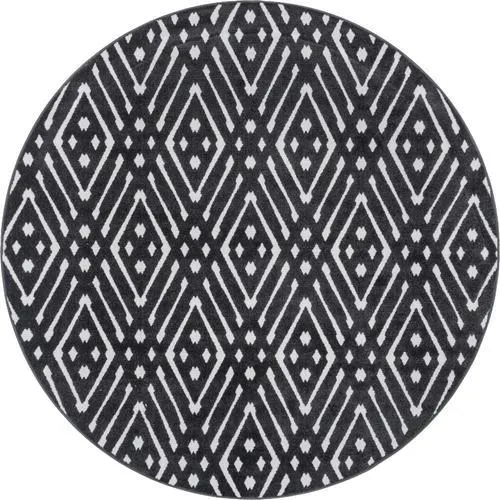 Unique Loom Ella Sabrina Soto Outdoor 8 x 8 Black Round Indoor/Outdoor Geometric French Country Area Rug, photo 7 of 7