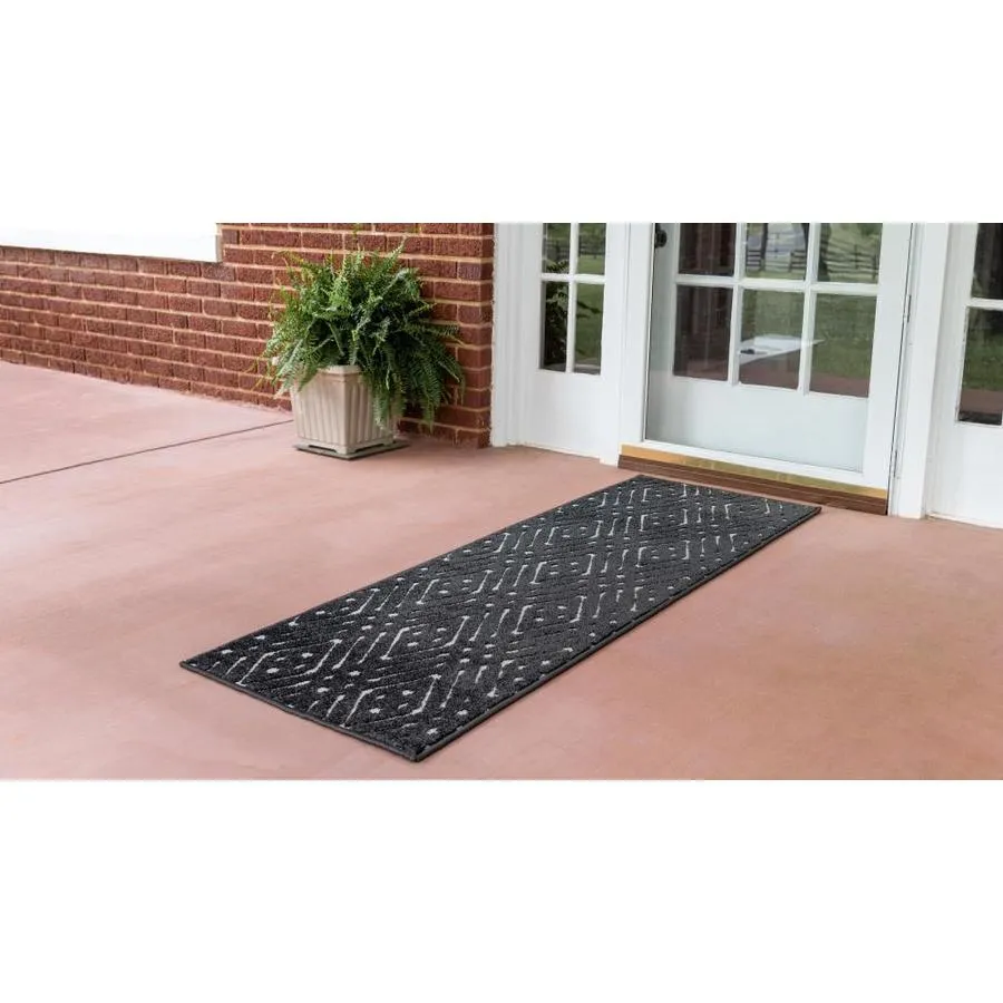 Unique Loom Ella Sabrina Soto Outdoor 2 x 6 Black Indoor/Outdoor Geometric French Country Runner, photo 2 of 5