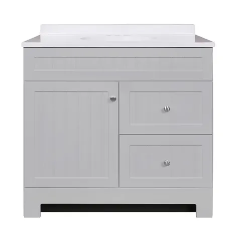 Ellenbee 36-in Gray Single Sink Bathroom Vanity with White Cultured Marble Top