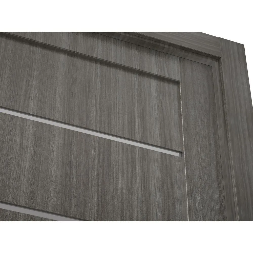 Belldinni 30 in. x 80 in. Liah Gray Oak Finished Frosted Glass 4-Lite Solid Core Wood Composite Interior Door Slab No Bore, photo 3 of 6