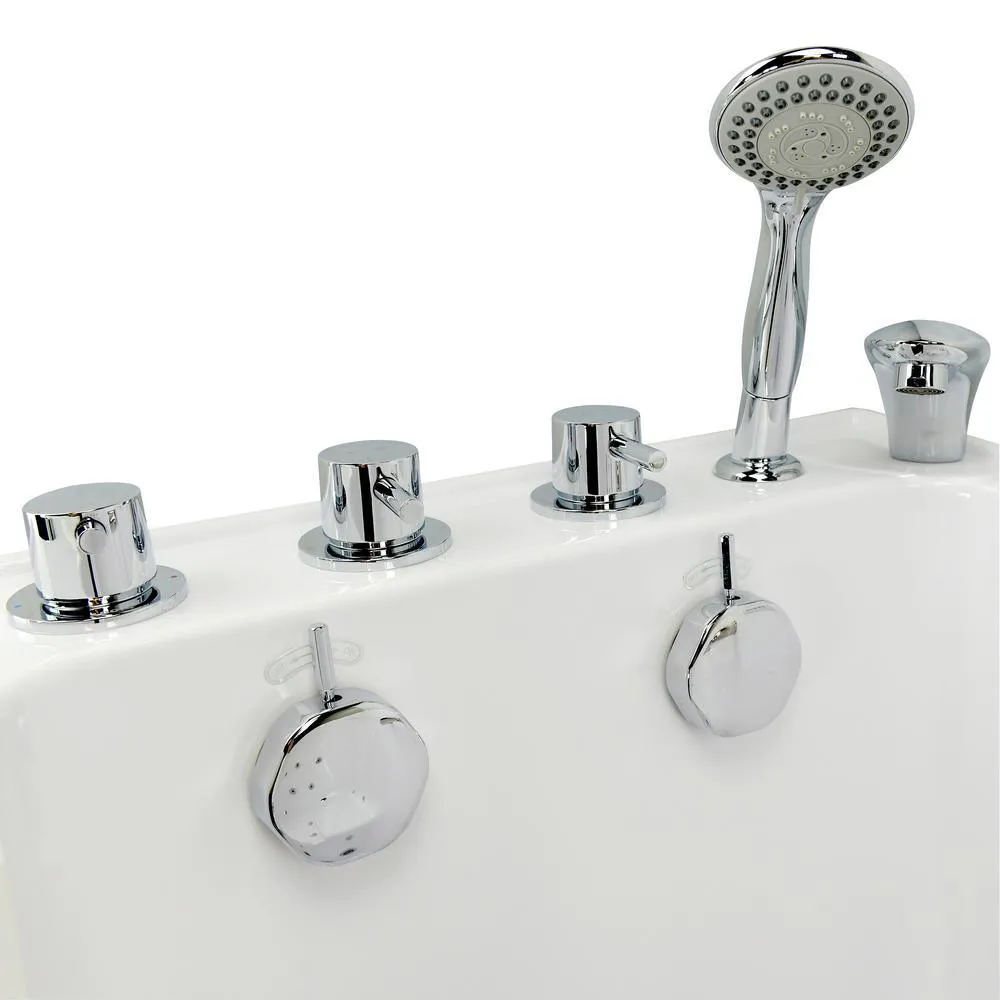 Ella Petite 52 in. Acrylic Walk-In Whirlpool and Air Bath Bathtub in White with Thermostatic Faucet Set, Left-Hand 2 in. Dual Drain, photo 6 of 7