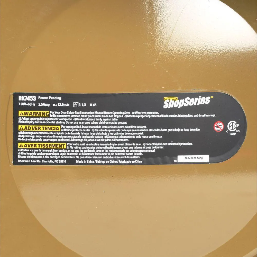 2.5 Amp 9 in. Band Saw with 59-1/2 in. Blade and Work Light, photo 6 of 9