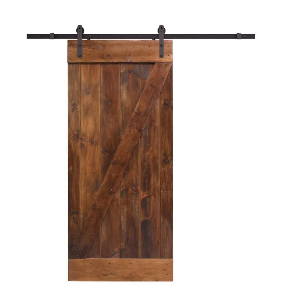 CALHOME 30 in. x 84 in. Z-Bar Wood Sliding Barn Door with Sliding Door Hardware Kit, photo 9 of 12