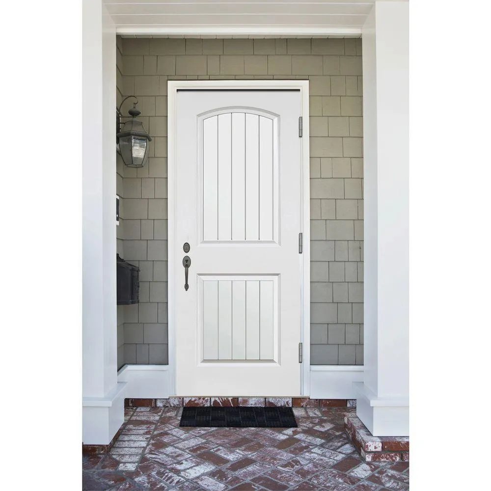 Steves & Sons 32 in. x 80 in. Premium 2-Panel Plank Primed White Steel Prehung Front Door with 32 in. Left-Hand Outswing & 4 in. Wall, photo 2 of 7