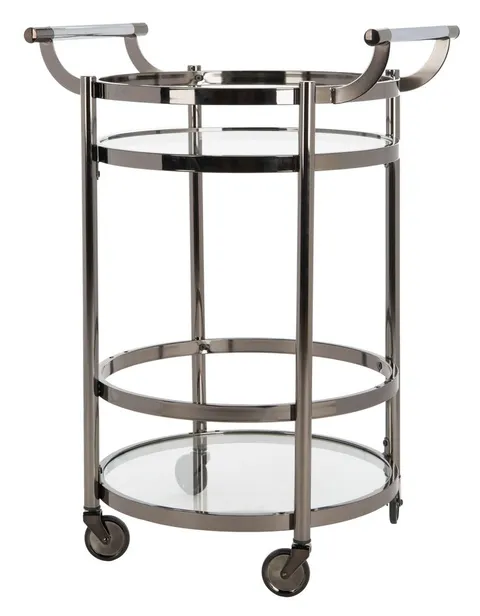 Gray Metal Base with Glass Top Kitchen Cart (23.8 × 19.9 × 34 in)