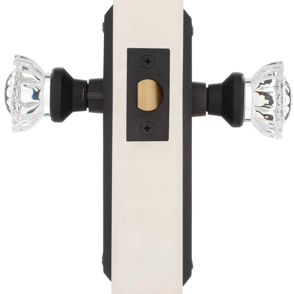 New York Plate 2-3/8 in. Backset Oil-Rubbed Bronze Privacy Bed/Bath Crystal Glass Door Knob, photo 4 of 17