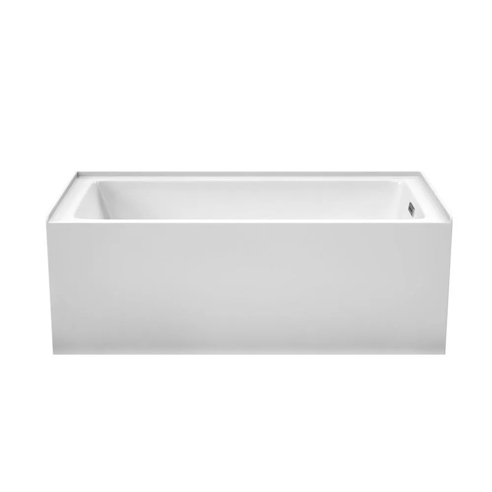 Grayley 60 in. L x 30 in. W Acrylic Right Hand Drain Rectangular Alcove Bathtub in White with Chrome Trim, photo 2 of 11