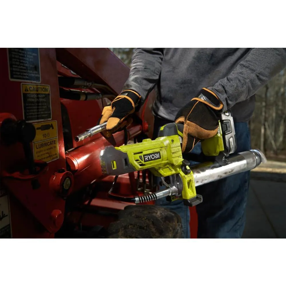 RYOBI 18-Volt ONE+ Grease Gun Kit with (1) 2.0 Ah Lithium-Ion Battery and Dual Chemistry Charger, photo 10 of 14