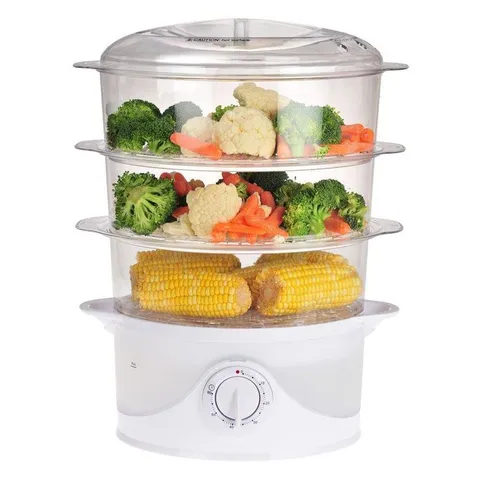 9.5 Qt. White Food Steamer and Rice Cooker with Built-In Timer