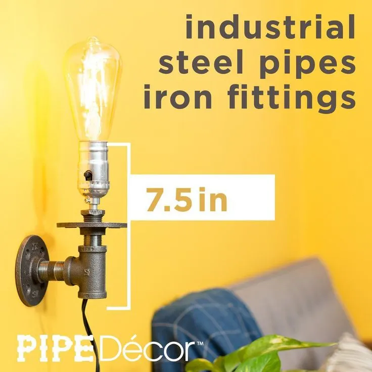 1/2 in. Black Steel Pipe 7.5 in. H Wall Sconce Lamp Kit, photo 12 of 12