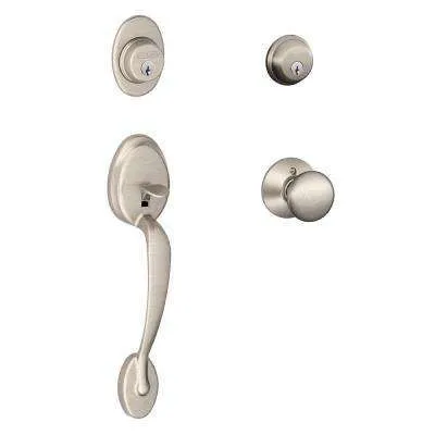 Craftsman Satin Stainless Door Handleset with Craftsman Lever Trim