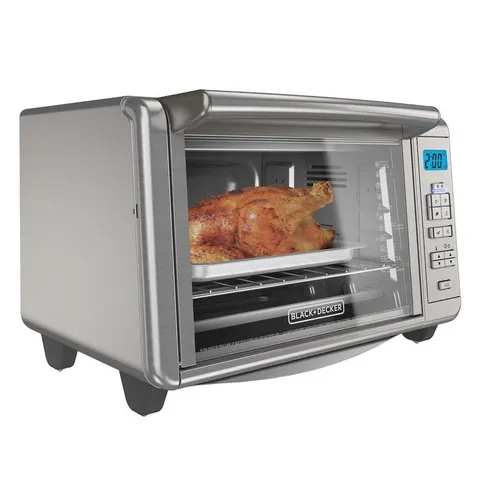 1500 W 6-Slice Stainless Steel Countertop Toaster Oven with Built-In Timer