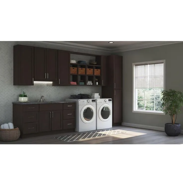 Hampton Bay Shaker Assembled 36x34.5x24 in. Blind Base Corner Kitchen Cabinet in Java, photo 3 of 10