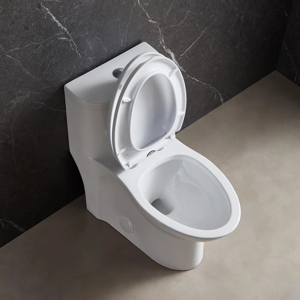 1-Piece 1.1 GPF /1.6 GPF Dual Flush High Efficiency Elongated Toilet in White Seat Included, photo 6 of 10