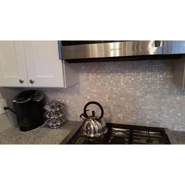 Art3d 12 in. x 12 in. Mother of Pearl Shell Mosaic Tile Backsplash in White, photo 2 of 8