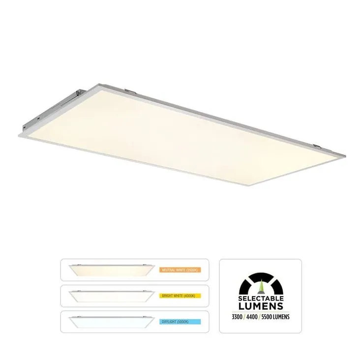 Commercial Electric 2 ft. x 4 ft. 500 Watt Equivalent Integrated LED White Troffer Light 3 CCT with up to 5500 Lumen Select, photo 2 of 11