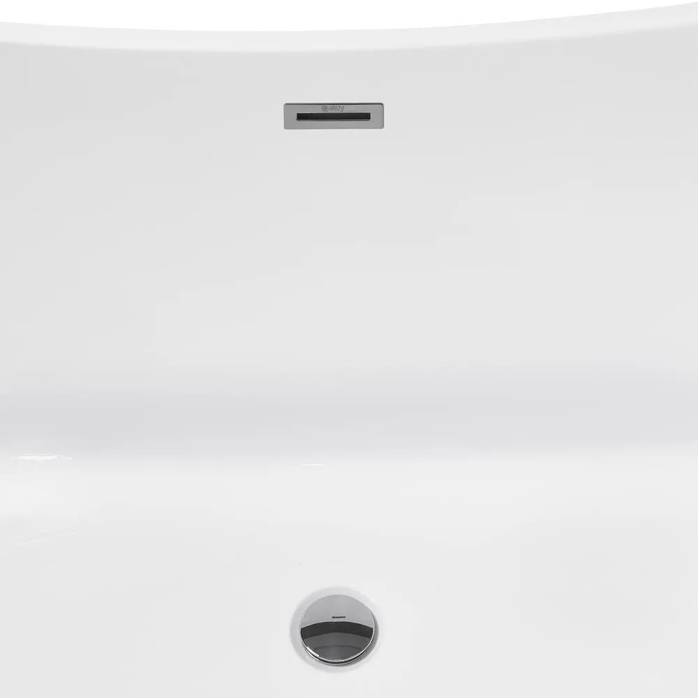 59 in. Acrylic Center Drain Oval Double Slipper Flatbottom Freestanding Bathtub in Glossy White, photo 5 of 10