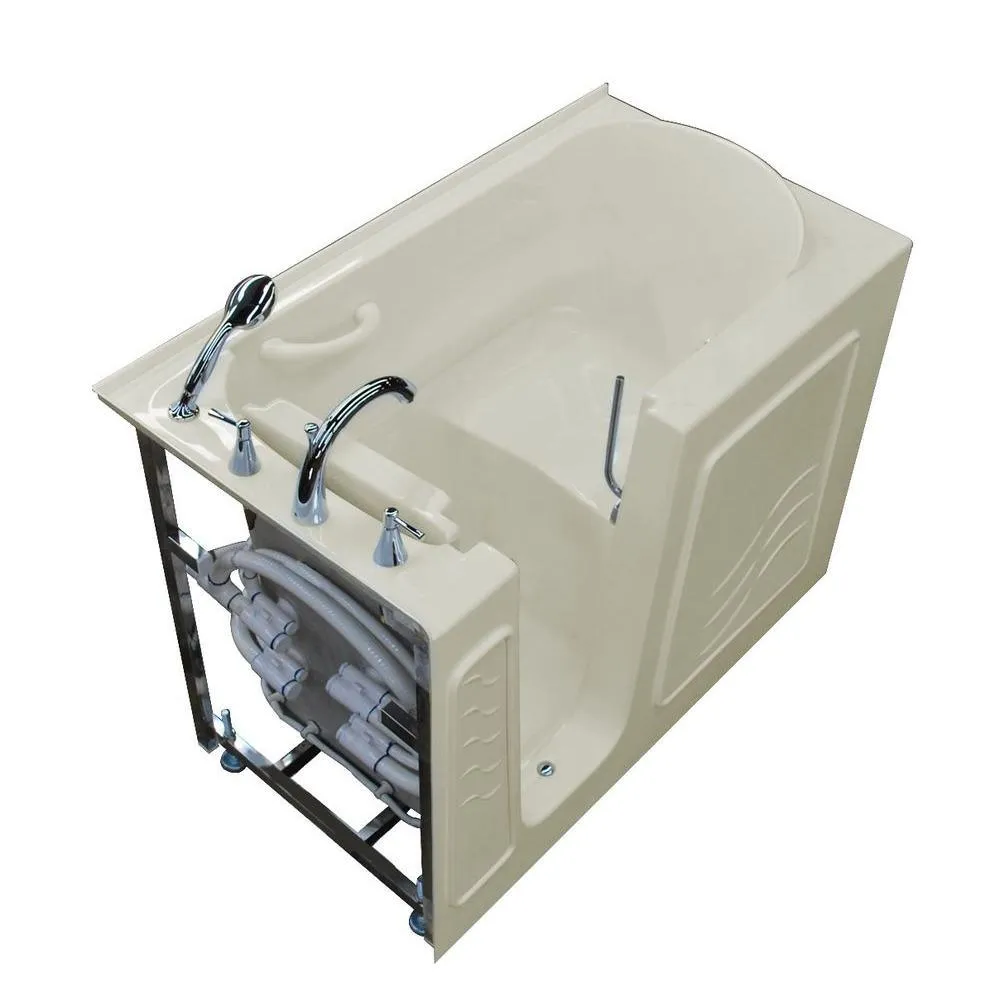 NOVA Heated Rampart 4.5 ft. Walk-in Non-Whirlpool Bathtub with Easy Up Adhesive Wall Surround in Biscuit, photo 7 of 8