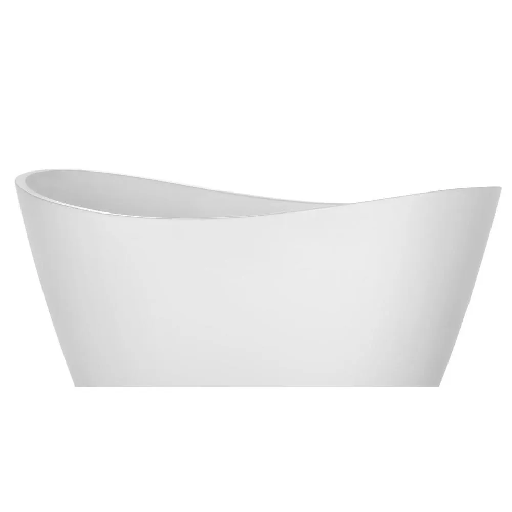 Empava 69 in. Acrylic Freestanding Bathtub Flatbottom Stand Alone Tub with Contemporary Modern Design in Glossy White, photo 3 of 7