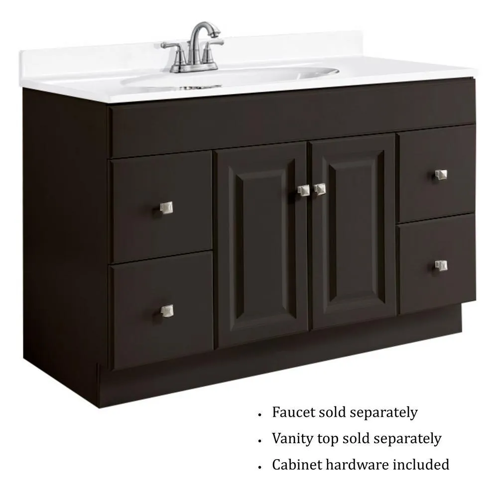 Wyndham 48 in. W x 21 in. D Ready to Assemble Bath Vanity Cabinet Only in Espresso, photo 8 of 29