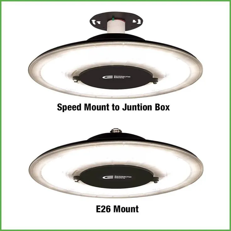 Commercial Electric 12 in. 12000 Lumens 100-Watt Lightweight Round Integrated LED High Bay Light 120-277V Mounting Options Dimmable, photo 3 of 11