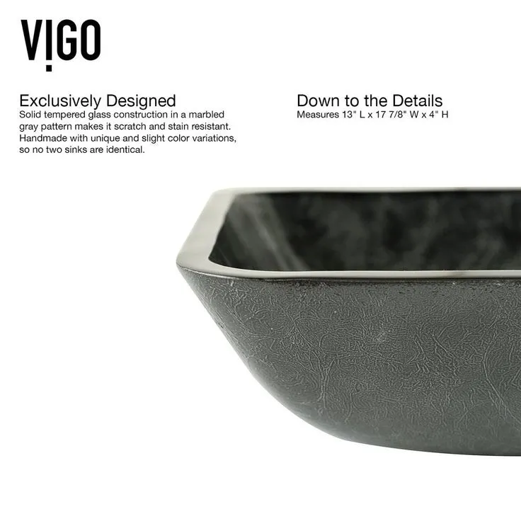 VIGO Onyx Handmade Glass Rectangle Vessel Bathroom Sink in Gray Onyx, photo 5 of 8