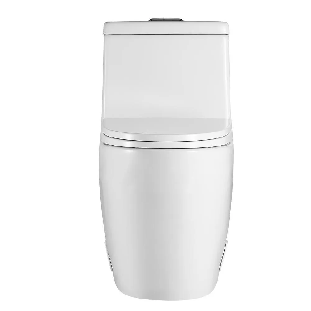 Siphon Flushing 1-Piece 1.28 GPF Dual Flush High Efficiency Elongated Toilet in White, Seat Included, photo 2 of 7