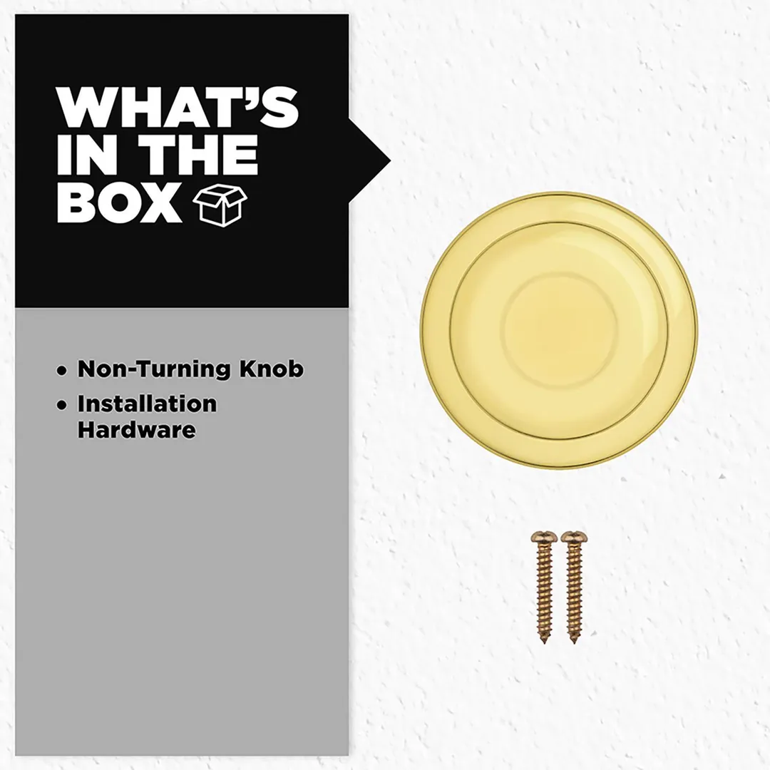 Kwikset Tylo Polished Brass Dummy Door Knob – Universal Handing (Non-Turning), photo 5 of 8