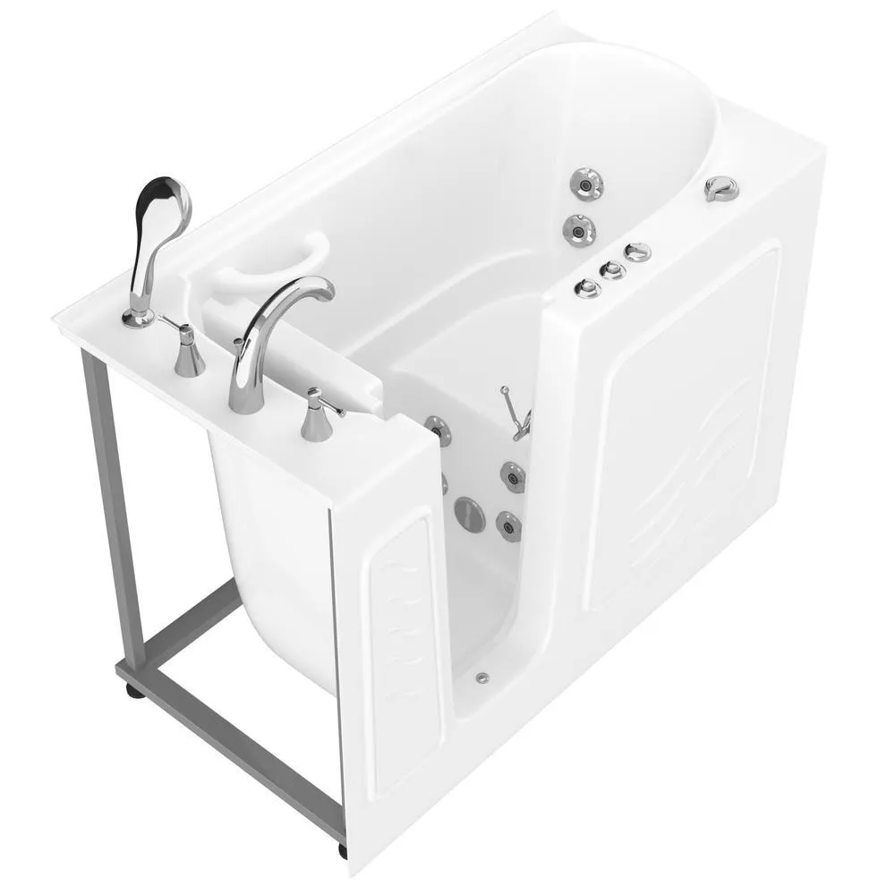 Universal Tubs HD Series 53 in. Left-Drain Quick-Fill Walk-In Whirlpool Bath Tub with Powered Fast Drain, White, photo 13 of 23
