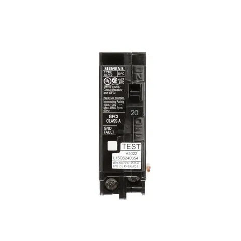 20 Amp Single Pole Type QPF2 GFCI Circuit Breaker