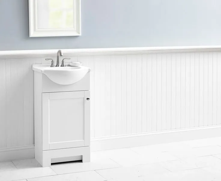 Style Selections Euro 19-in White Single Sink Bathroom Vanity with White Cultured Marble Top, photo 4 of 7