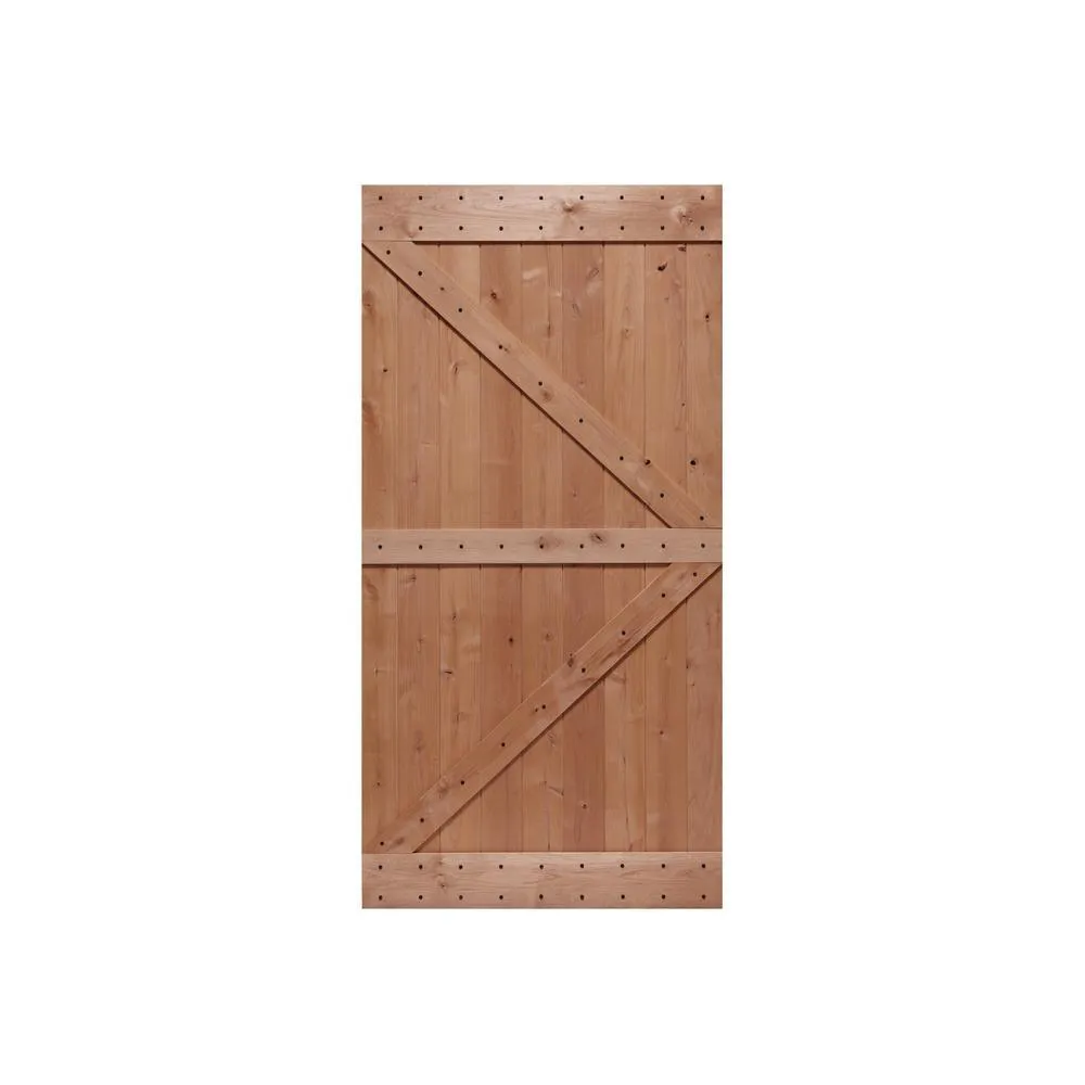 LUBANN 32 in. x 84 in. Ready-to-Assemble British Brace Hardwood Interior Sliding Barn Door Slab with Hardware Kit, photo 27 of 27